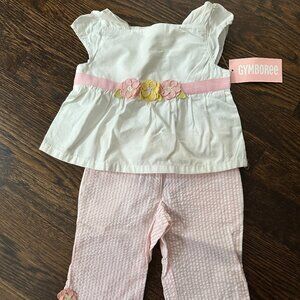 Gymboree 2 Piece Set, Pink & White 3-6 Months